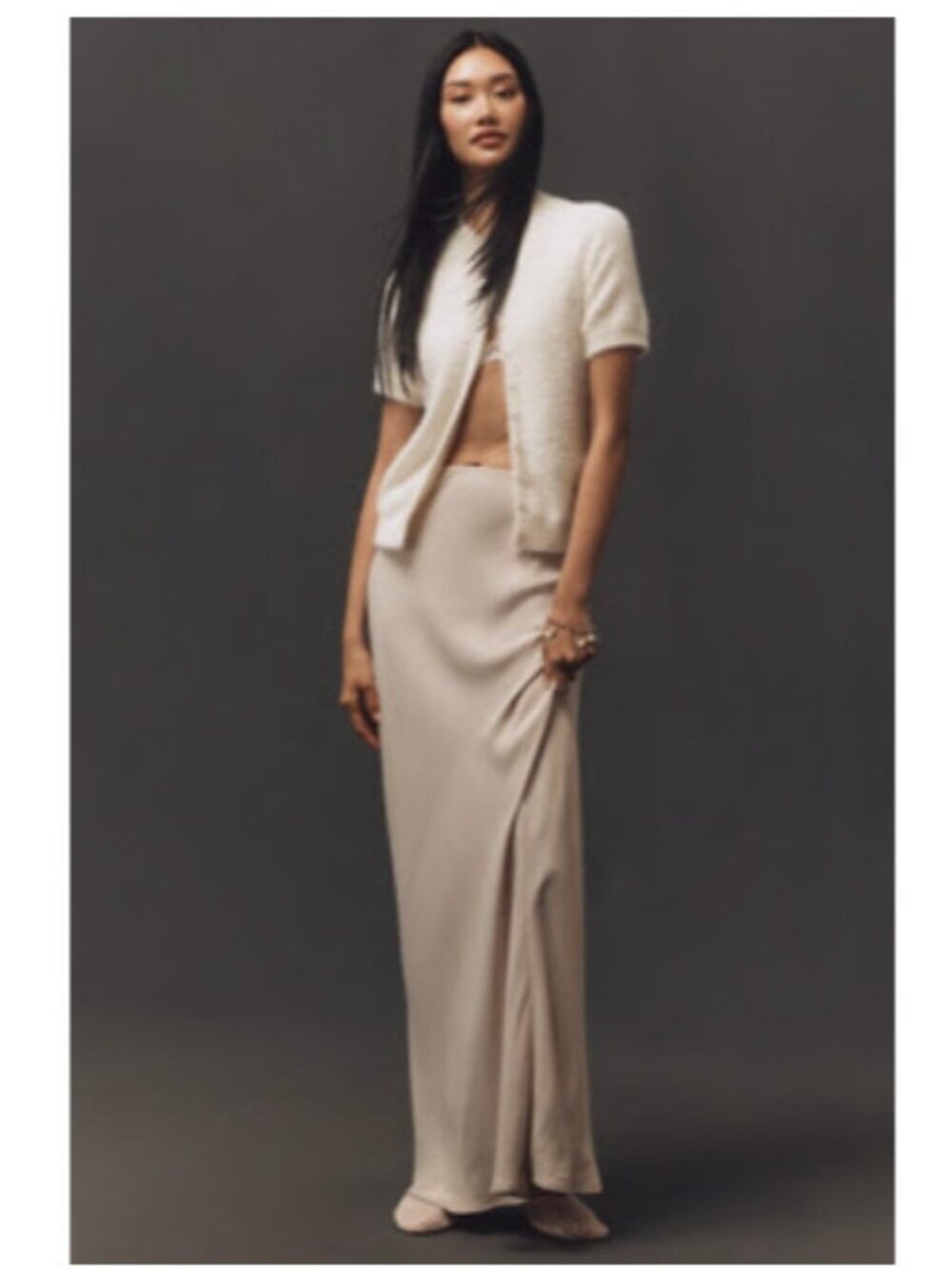 Anthropologie The Tilda Maxi Slip Lingerie Bias Cut Skirt Chai S